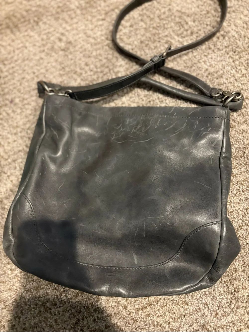 Frye Black Leather Hobo Shoulder Bag